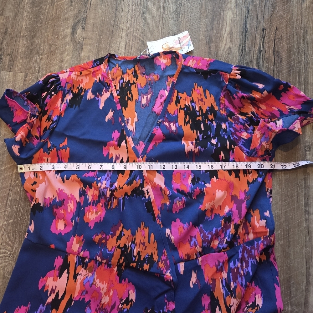 Prettygarden Floral Midi Maxi Wrap Dress Size Large Short Sleeve Floral - Picture 14 of 16